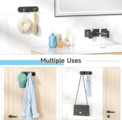 Ironing Board Holder Wall Mount,Ironing Board Hanger with Removable Hooks, Laundry Rooms Stainless Steel Ironing Boards Hook for Wall for Y or T Leg (Black)
