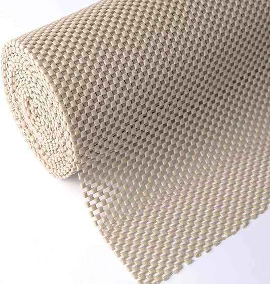 Shelf Drawer Liner Non-Adhesive Non Slip Durable Strong Long Size 12 in X 20ft for Drawers, Shelves, Cabinets, Storage, Kitchen and Desks, Beige
