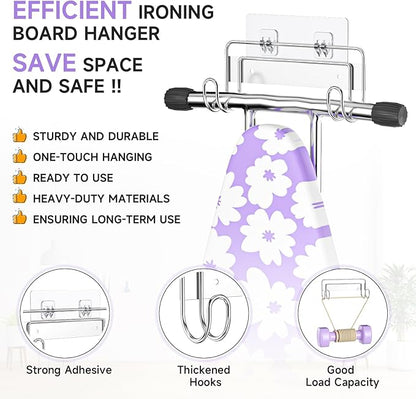 Ironing Board Holder Wall Mount, Iron Board Holder Stainless Steel, Wall Mounted Ironing Board Hanger, Y T Leg Laundry Rooms Iron Board Holder for Wall Heavy Duty