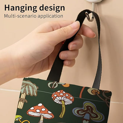 Plastic Bag Holder, Wall Mount Grocery Bag Organizer, Funny Hanging Trash Storage Dispenser for Home Kitchen Cute Mushroom
