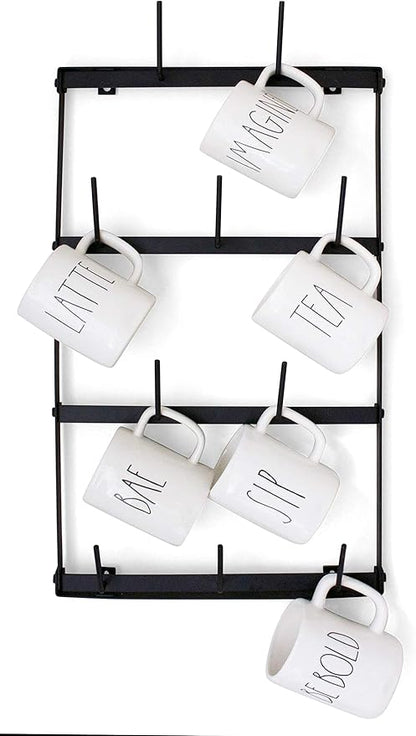 Claimed Corner Mug Rack with Sturdy Steel Frame, Matte Black Finish, Removable Rubber Caps, Wall Mounted (Mini ‎14" x 24")