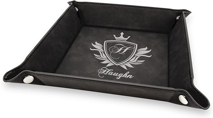 Krazy Case Personalized Leatherette Valet Tray, PU Leather Jewelry Catchall Key Phone Coin Box