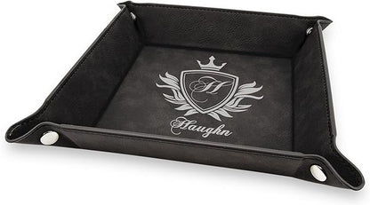 Krazy Case Personalized Leatherette Valet Tray, PU Leather Jewelry Catchall Key Phone Coin Box