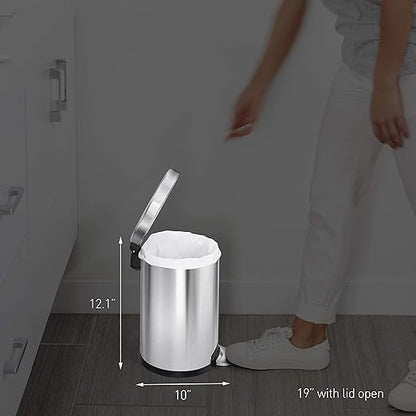 simplehuman 4.5 Liter Bathroom Trash Can, White Steel