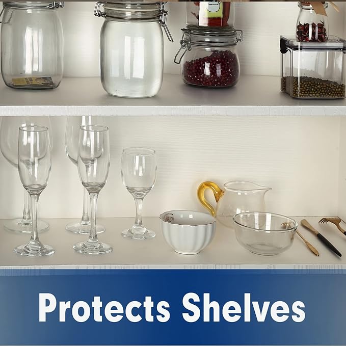 Shelf Liner, Drawer Liner, 20 Inches x 20 FT Cabinet Liner for Kitchen Cabinets Non-Adhesive Shelf Liners, Waterproof Shelf Paper with Non-Slip, Durable Liners, Clear