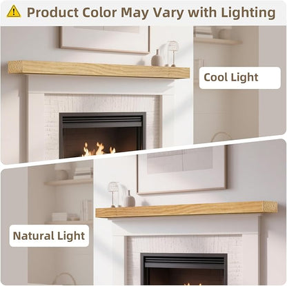 ROOMTEC Fireplace Mantel, 60" Wood Floating Fireplace Shelf, Wall Mounted Handcrafted Wood Brack, Mantels Over Fireplace with Upgraded Resin End Caps,60" W x 8" Dx 3" H, Aged Oak