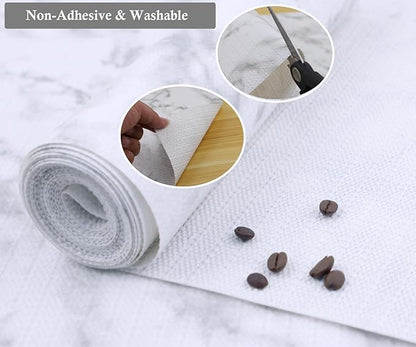 Shelf Liners for Kitchen Cabinets Non Adhesive 11 Inch Wide X 20 Ft Cabinet Drawer Liner Non Slip Waterproof Marble Printed Mat for Shelves Cupboard Closet Fridge Bathroom Drawer Mat