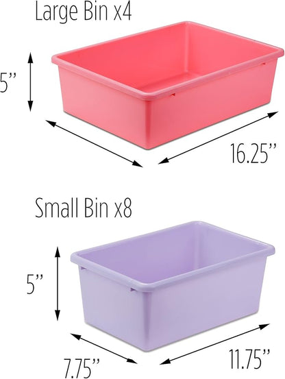 HoneyCanDo Kids Toy Storage Organizer With Bins, Pastel