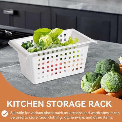 2 Pack Under Shelf Storage Basket Organizer,Hanging Storage Baskets,Hanging Basket for Closet Wardrobe Kitchen for Expandable Rod Under Sink Organizer