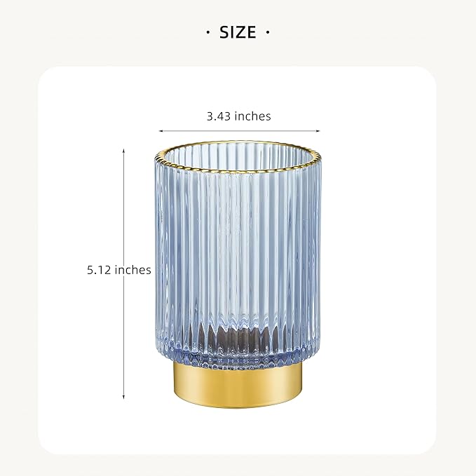 LEICURACE Makeup Brush Holder Organizer,Toothbrush Holders,Desk Pen Pencil Holder,Multifunctional Vintage Glass Brush Cup(A3-26-US)