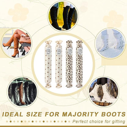 2 Pairs Boot Shaper Stands with 8 Labels Cotton Tall Boot Inserts for Closet Organization