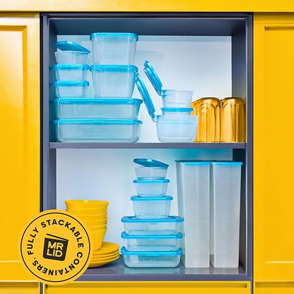 Premium Attached Food Storage Containers, Permanently Attached Plastic Lid, Never Lose & Space Saving Organization (7 Pack)