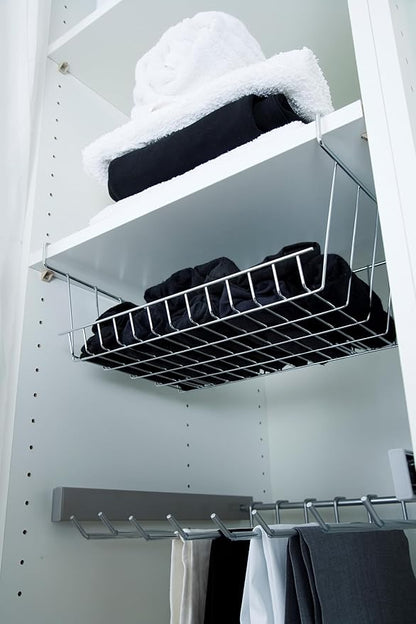 LTL Home Products WS-Z215430C More Inside Hanging Under Shelf Storage Basket, Medium, Chrome