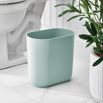 iDesign Small Slim Plastic Bathroom Trash Can, Garbage Can for Bedroom, Office, Desk, Dorm, Blue