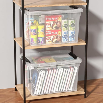 Buyitt 50 Quart Heavy Duty Clear Storage Container with Wheels & Lid, Latching Plastic Storage Box Bin (19.84L x 15W x 12.6H), Stackable, See-Through Organization Tote (4 Pack)