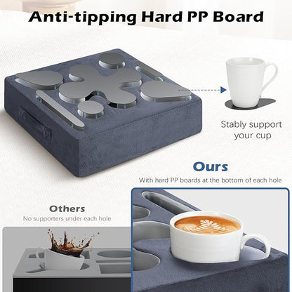 MoKo Couch Cup Holder Pillow, Sofa Bed Cup Holder for Drinks, 7 Slot Tray Couch Drink Holder, Couch Caddy for Remote, Snacks, Drinks, Tablet, Cup Holder for Couch, Bed, Rv, Tv, Car, Man Cave, Boat