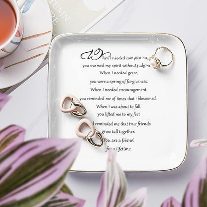 PUDDING CABIN Friendship Ring Trinket Dish - Lifetime Friendship Gift for Women, BFF, Coworkers, Moving Away