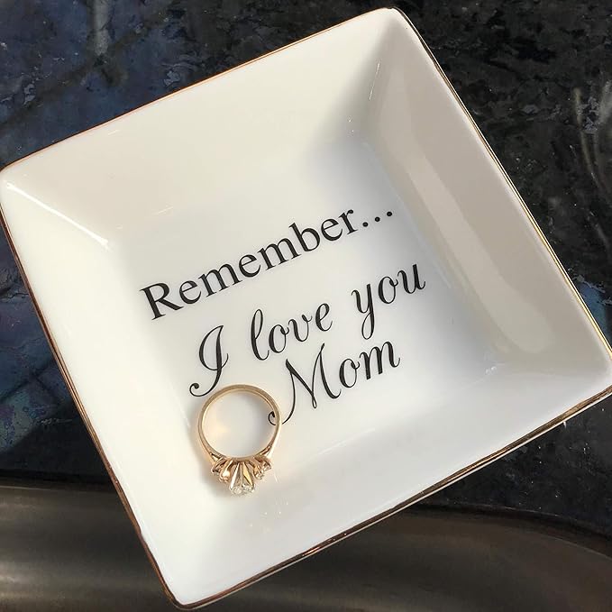 Simply Charmed Love You Mom Jewelry Dish - Elegant Trinket Tray for Rings & Small Keepsakes - Gifts for Mom from Daughter or Son - Gift for Valentine's Day, Mother's Day or Birthday