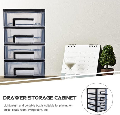 4-Drawer Plastic Storage Cabinet Organizer Clear Stackable Storage Drawers for Desk Closet Office Craft Room and Pantry Compact 9.8 X 5.9 X 9.8 Inches