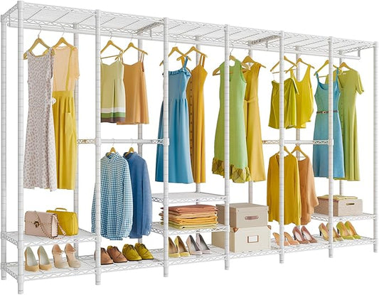 VIPEK V60 Extra Large Clothes Rack Portable Closet Rack Freestanding Wardrobe Heavy Duty Garment Rack Metal Closet for Hanging Clothes, Bedroom Storage Organizer, Max Load 1620lbs, White