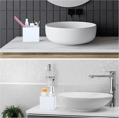 Suclain 4 Pcs Wall Mounted Organizer Non-Drilling Adhesive Floating Shelf White Wall Bin Organizer Hanging Storage Containers for Bedroom Bathroom Kitchen Office