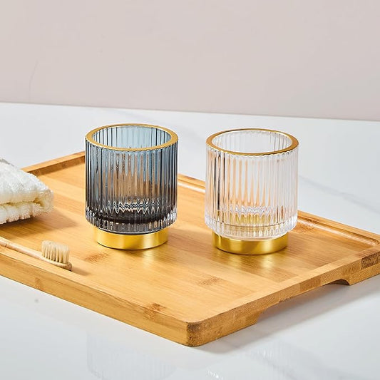 LEICURACE Makeup Brush Holder Organizer,Toothbrush Holders,Desk Pen Pencil Holder,Multifunctional Vintage Glass Brush Cup(A3-30-US)