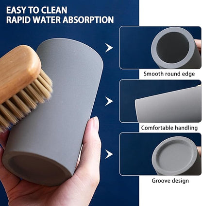 Coengwui Diatomite Toothbrush Holder for Bathroom Sink, Countertop Organizer, Quick Dry Stand Cup for Toothpaste, Razors, Makeup Brushes - Water-Absorbent & Quick-Drying (Dark Grey, Height 4.3")