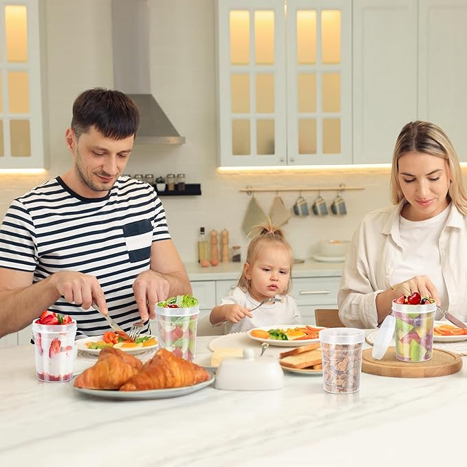 LEAWALK 32 oz -12 Pack Reusable Food Freezer Storage Containers with Lids, BPA Free Twist Top Deli Container, Leak Proof, Stackable, Microwave and Dishwasher Safe