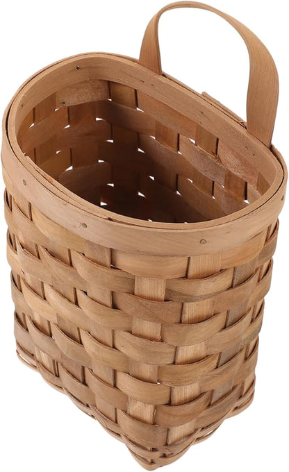 VICASKY Woven Hanging Storage Baskets with Handle Natural Wall Organizer Kitchen and Home Storage Bin for Hanging Light to Heavy Items Decorative and Functional Organizer for Kitchen