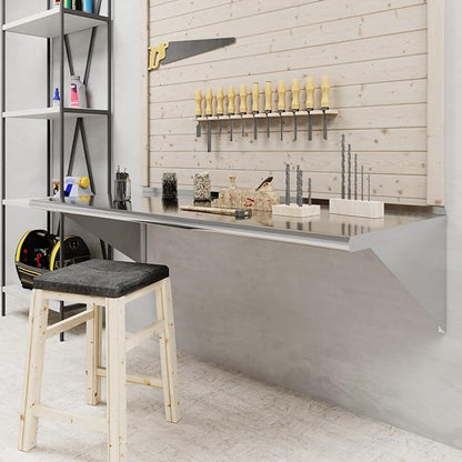 AmGood 60" Long X 24" Deep Stainless Steel Wall Shelf | NSF Certified | Appliance & Equipment Metal Shelving | Kitchen, Restaurant, Garage, Laundry, Utility Room