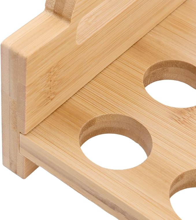 KEILEOHO 2 Pack Egg Holder Countertop, Stackable Wooden Egg Holder for 36 Fresh Eggs - Farmhouse Kitchen Countertop Organizer, Bamboo Display Rack Fits Duck Chicken Eggs