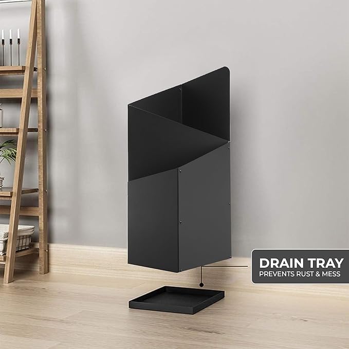 Umbrella Stand for Entryway – Stylish Indoor Umbrella Holder for Home Storage & Organization – Black Metal Umbrella Basket Rack for Compact Umbrellas, Entryway Decor & Storage