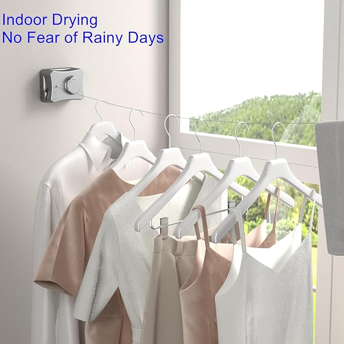 Retractable Clothesline Clothes Line Retracting Outdoor Indoor,Anti Sagging Waterproof Lock Enhancement Black