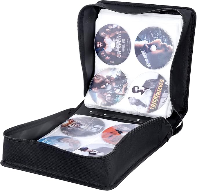 CD/DVD Binder, CD DVD Case Holder Binder 400 Capacity CD/DVD Wallet Storage Booklet Album Box (White Binder, Rose)