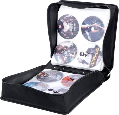 CD/DVD Binder, CD DVD Case Holder Binder 400 Capacity CD/DVD Wallet Storage Booklet Album Box (White Binder, Rose)