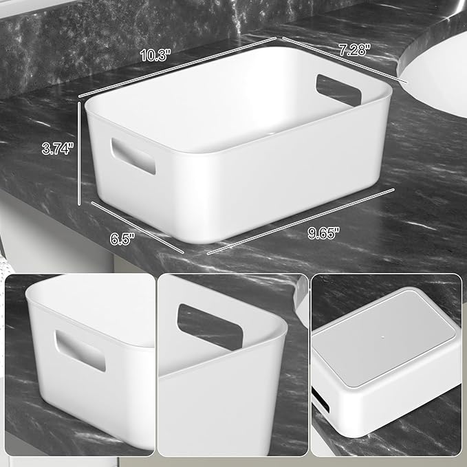 Sadstory Plastic Pantry Organizing Bins, Open Home Organizer Baskets, 12 Packs
