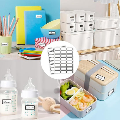 STARLIBOO Removable Labels, Blank Freezer Labels for Food Containers, 1x2 Inch Freezer Stickers/Waterproof Labels/ (Black Border, 360 Labels)