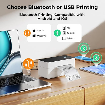 SVANTTO Bluetooth Thermal Shipping Label Printer 4x6, Compatible with Windows/Mac/Android/iOS, High-Speed 4x6 Label Printer for USPS, UPS, Ebay, Etsy, Shopify, Poshmark, Inkless Printing