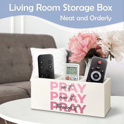 SNNDER Christian Pen Holder for Desk, Prayer Christian Gifts for Women, Pray on It Pray Over It Pray Through It Wooden Pen Pencil Holder Organizer for Home Office Desk Accessories