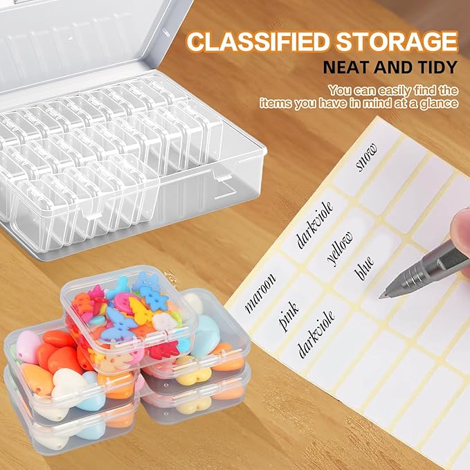 Bead Organizer Box, 31 Mini Clear Jewelry Organizers and Hinged Lid Bead Storage Containers, Ideal for DIY Jewelry Crafts, Screws and Small Parts Craft Storage