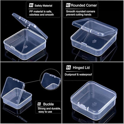 46Pcs Bead Organizer Set, Premium Small and Medium Clear Plastic Storage Boxes for Jewelry Making Crafts Screws Seeds DIY Bracelets Diamond Small Parts, Stackable Containers with Hinged Lid and Labels