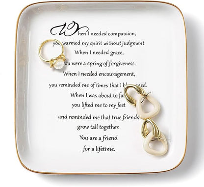 PUDDING CABIN Friendship Ring Trinket Dish - Lifetime Friendship Gift for Women, BFF, Coworkers, Moving Away