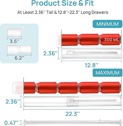 Vtopmart 2.36” Drawer Dividers with Expandable Inserts, 12.8"-22.3" Adjustable Kitchen Drawer Organizer, Clear Plastic Organizer Separator for Flatware, Utensil, Cutlery, 8 Dividers with 14 Inserts