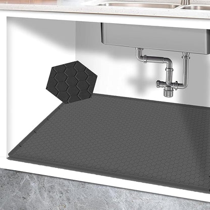 28"x19" Silicone Under Sink Mat for Bathroom/Kitchen Cabinet Organizer Mat | Leak-Proof Waterproof Liner Pad & Anti-Spill Tray | 0.7in Edge Barrier, 3.5Gal Capacity