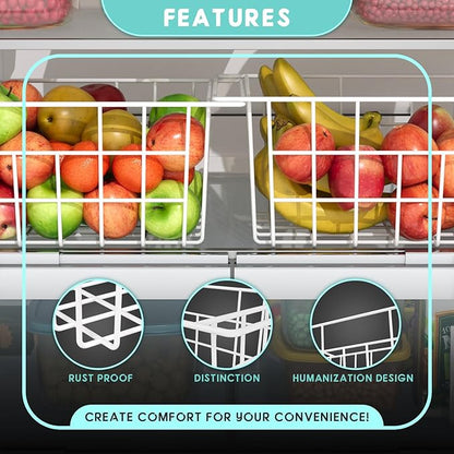2Packs 16.5 inch Chest Freezer Organizer, Refrigerator Organizer Bins, Freezer Baskets with Handles, Metal Wire Baskets for Snacks, fruits, Potatoes, Meat