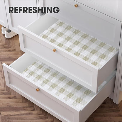 Beautysaid Shelf and Drawer Liner for Kitchen Cabinet, Non Adhesive Non Slip Shelf Paper Waterproof Washable Thickened for Dresser Pantry Shelve Bathroom Protector Liner(Checkered,18 in x 20 FT)