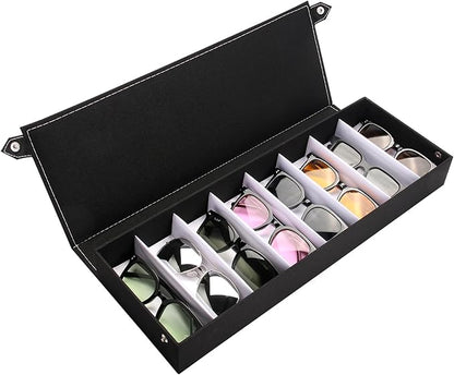 Baojulong 8-Slot Eyeglass Case Organizer - Stylish Storage for Sunglasses & Glasses, Ideal for Home Use & Eyewear Collectors