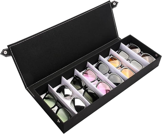 Baojulong 8-Slot Eyeglass Case Organizer - Stylish Storage for Sunglasses & Glasses, Ideal for Home Use & Eyewear Collectors