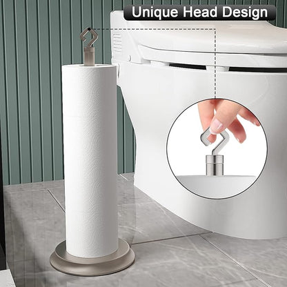 Toilet Paper Holder for Bathroom, Metal Free Standing Toilet Paper Storage with Rustproof, Tissue Paper Roll Stand for Bathroom Accessories (Brushed Nickel)