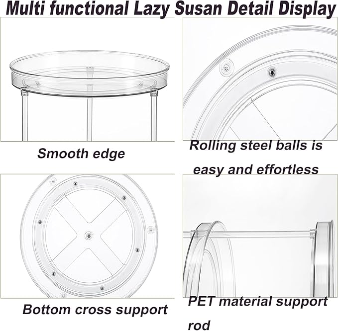 2 Pack Clear Lazy Susan Turntable Organizer, 9.25Inch 360 Rotating Makeup Organizer for Vanity, Desktop Cosmetics Display Cabinet and Perfume Organizer for Small Spaces in Kitchen, Bathroom, Dorm